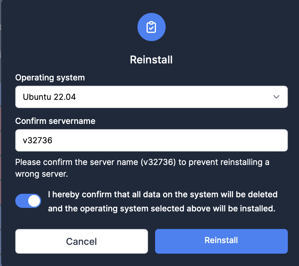 confirm reinstall