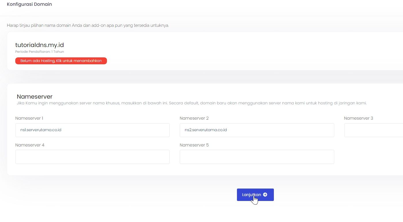 lanjutkan domain
